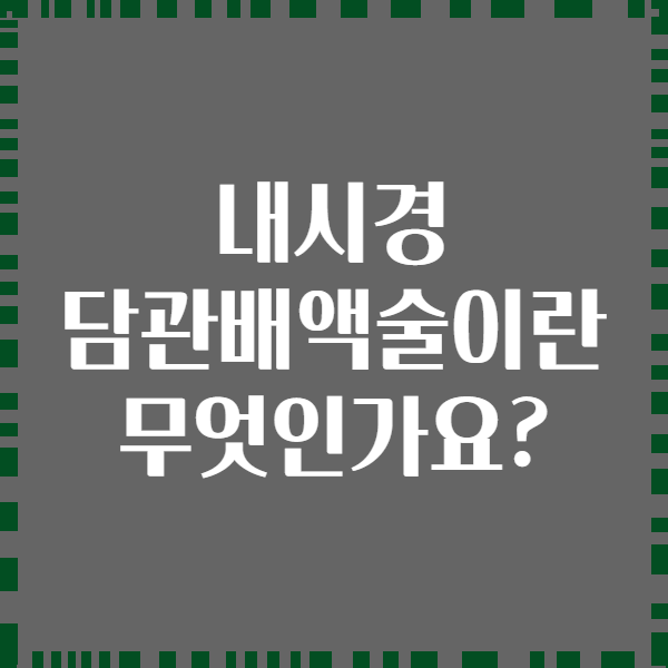 내시경 담관배액술이란 무엇인가요?
