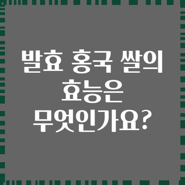 발효 홍국 쌀의 효능은 무엇인가요?