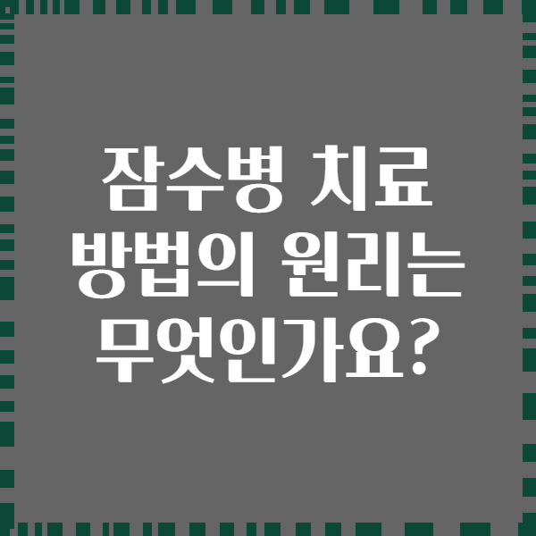 잠수병 치료 방법의 원리는 무엇인가요?