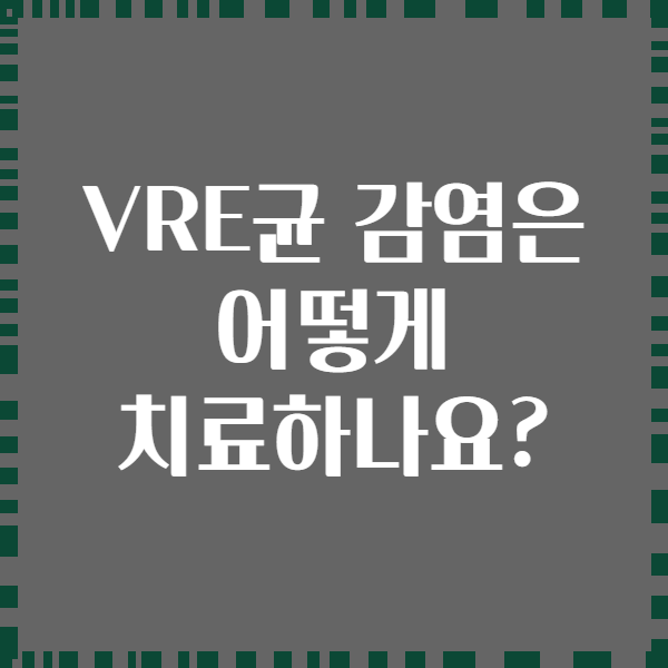 VRE균 감염은 어떻게 치료하나요?