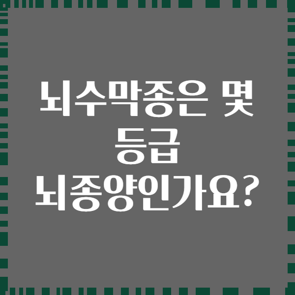 뇌수막종은 몇 등급 뇌종양인가요?