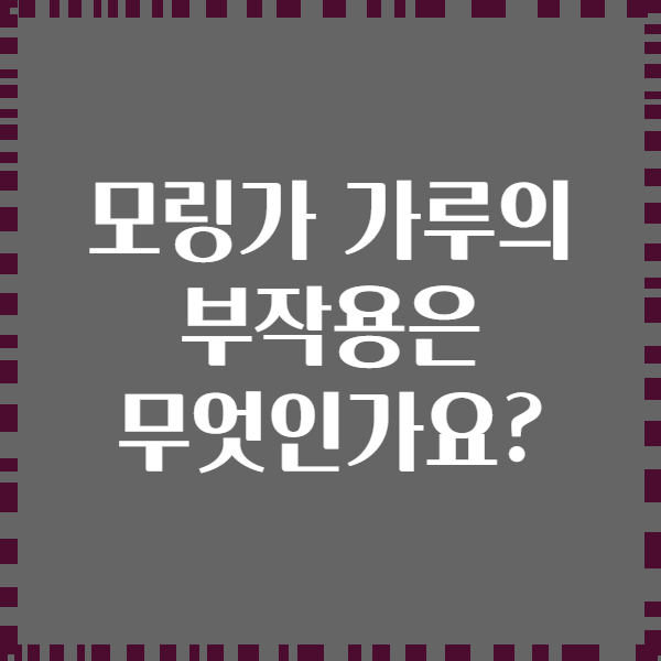 모링가 가루의 부작용은 무엇인가요?
