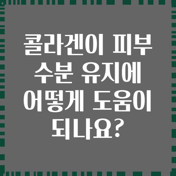 콜라겐이 피부 수분 유지에 어떻게 도움이 되나요?