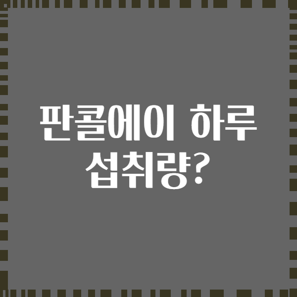 판콜에이 하루 섭취량?