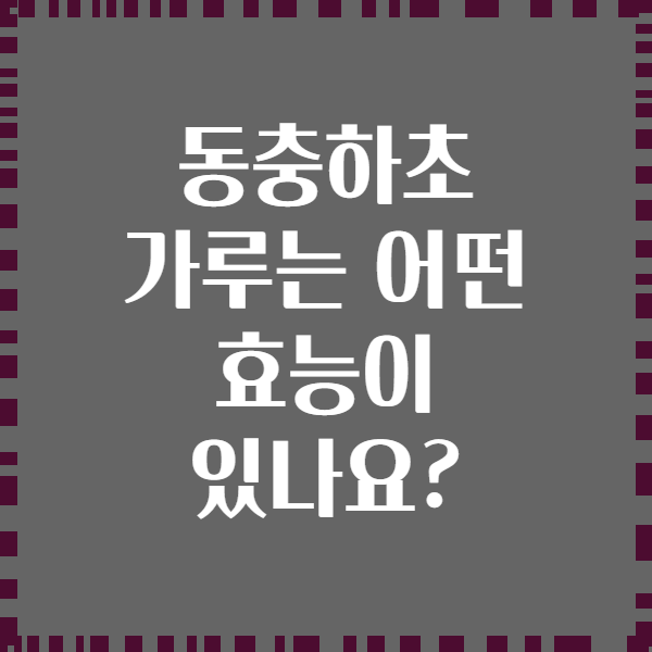 동충하초 가루는 어떤 효능이 있나요?
