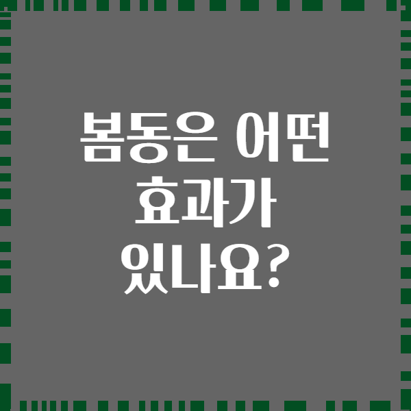 봄동은 어떤 효과가 있나요?