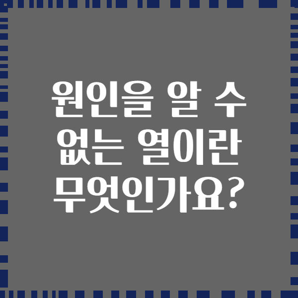 원인을 알 수 없는 열이란 무엇인가요?
