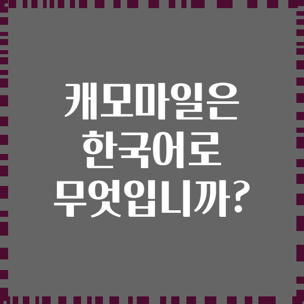 캐모마일은 한국어로 무엇입니까?