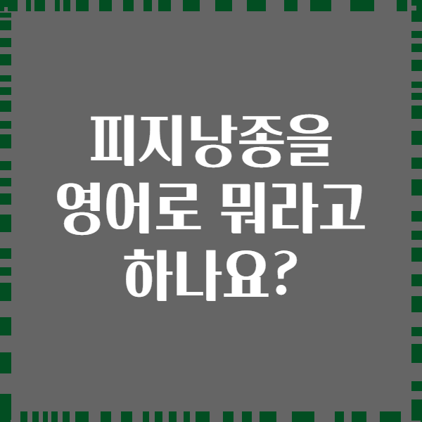 피지낭종을 영어로 뭐라고 하나요?