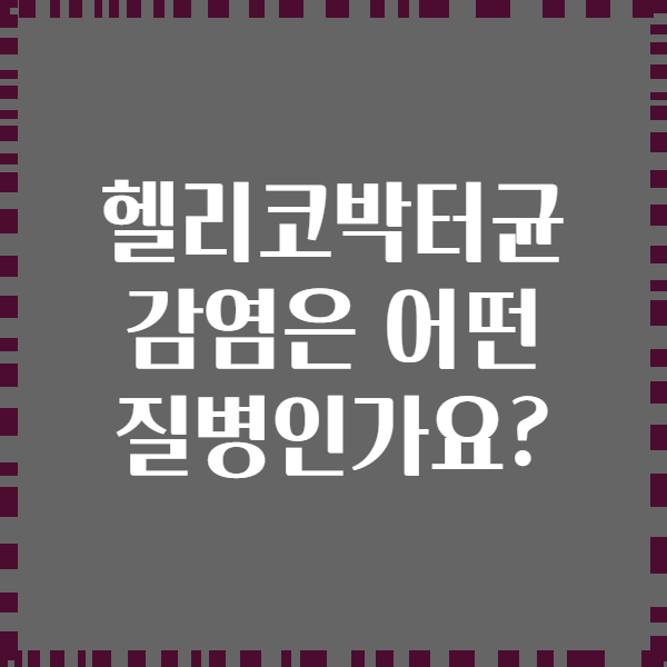 헬리코박터균 감염은 어떤 질병인가요?