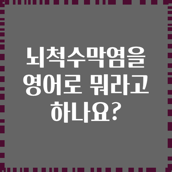 뇌척수막염을 영어로 뭐라고 하나요?