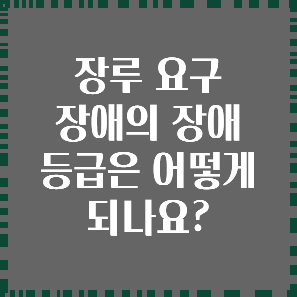 장루 요구 장애의 장애 등급은 어떻게 되나요?